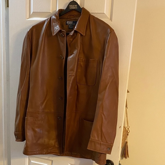 Men's Polo Ralph Lauren Brown Leather Jacket - Picture 1 of 3